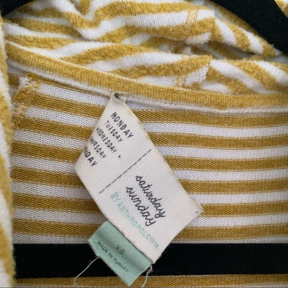 Saturday Sunday Anthropologie yellow cowl neck striped wrap top XS - Picture 2 of 6